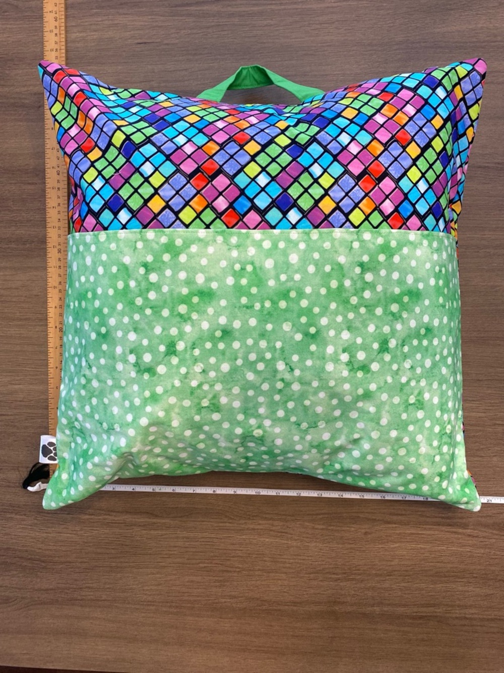 Handmade Mosaic Kids Reading Pillow with Book Pocket - Picture 3 of 3